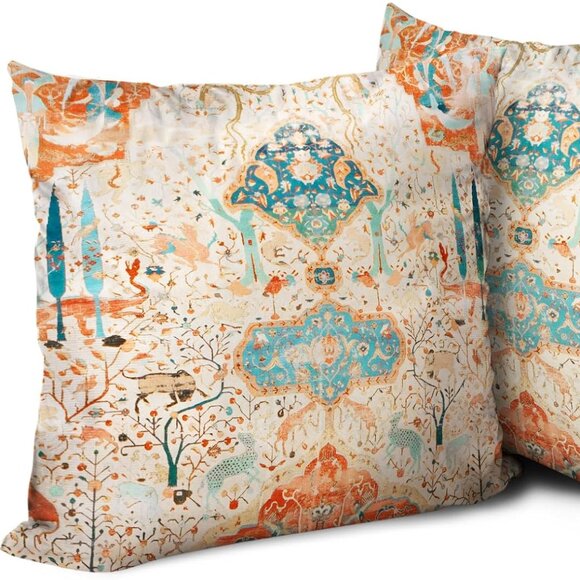 NEW 🔅 Boho Accent Orange Throw Pillow Covers 18" Velvet Soft Bed Cushion - Picture 1 of 6